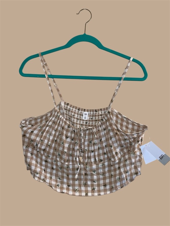 bp Tops - bp cropped tan floral spaghetti strap tank‎